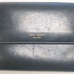 Kate Spade New York Black Italian Leather Bifold Wallet Made in Italy Good Cond